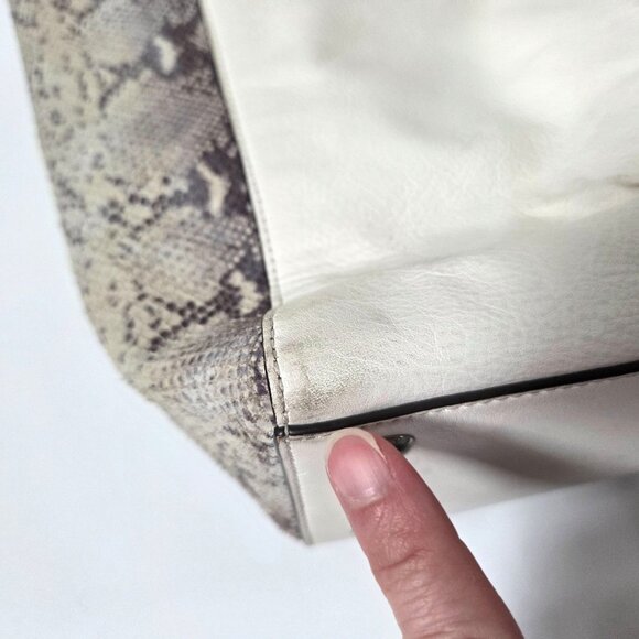 Coach Purse White Gray Mixed Exotic Leather Snakeskin Taylor Satchel F23303 - Picture 10 of 16